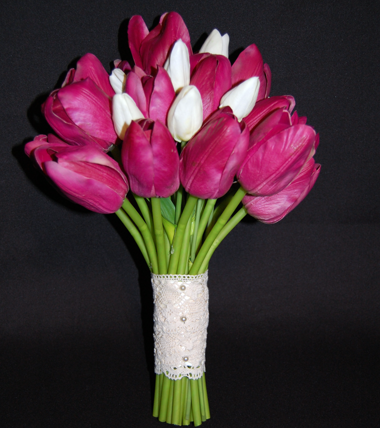2 dozen hot pink Floramatique Tulips 12 mini white Floramatique Tulips Hand 